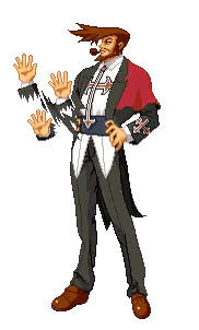 A Pixel Art Of A Man In A Suit With A Cross On His Sleeve Sticker