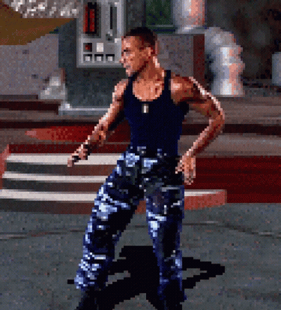 A Pixel Art Of A Man In A Tank Top And Camouflage Pants GIF