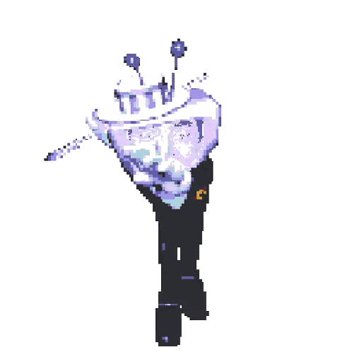 A Pixel Art Of A Man In A Tuxedo With A Cane Sticker