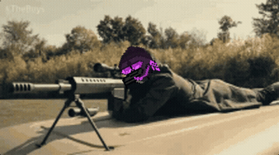 A Pixel Art Of A Man Laying On The Ground With A Sniper Rifle In Front Of Him GIF