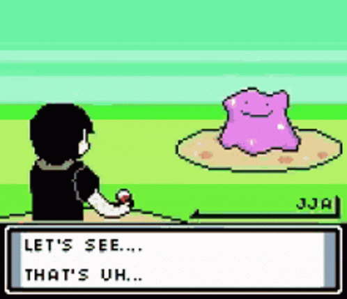 A Pixel Art Of A Man Talking To A Purple Pokemon That Says Let 'S See That 'S Uh GIF