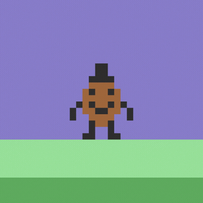 A Pixel Art Of A Man Wearing A Top Hat Standing On A Green Field . GIF