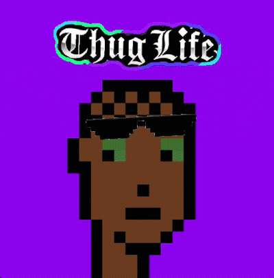 A Pixel Art Of A Man Wearing Sunglasses With The Words Thug Life Above Him GIF