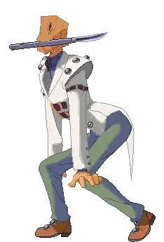 A Pixel Art Of A Man With A Bag On His Head Holding A Knife Sticker