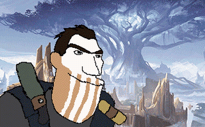 A Pixel Art Of A Man With A Beard And A Sword GIF