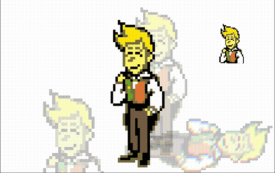 A Pixel Art Of A Man With A Hat GIF