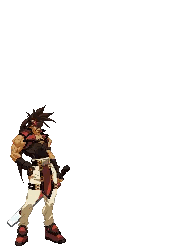 A Pixel Art Of A Man With A Sword Sticker
