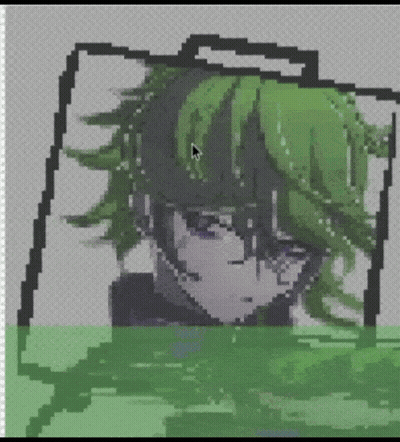 A Pixel Art Of A Man With Green Hair GIF