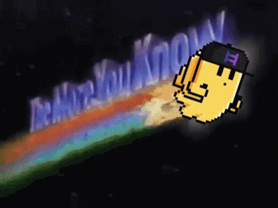 A Pixel Art Of A Man With The Letter H On His Hat Flying Through Space GIF
