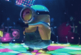 A Pixel Art Of A Minion Dancing On A Dance Floor GIF