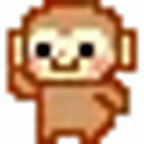A Pixel Art Of A Monkey Waving His Hand . GIF