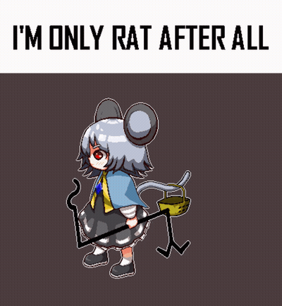 A Pixel Art Of A Mouse Girl With The Words I 'M Only Rat After All On The Bottom GIF