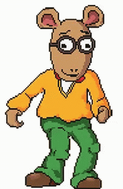 A Pixel Art Of A Mouse Wearing Glasses And A Yellow Shirt GIF