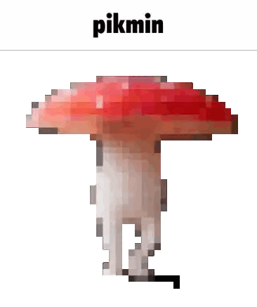 A Pixel Art Of A Mushroom Standing On A Skateboard Under The Name Pikmin Sticker