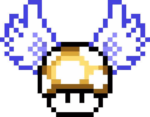 A Pixel Art Of A Mushroom With Blue Wings Sticker
