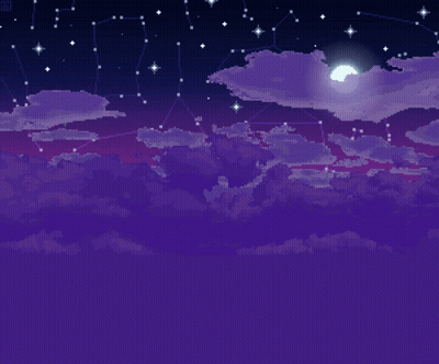 A Pixel Art Of A Night Sky With Clouds And The Moon GIF