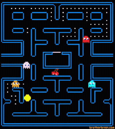A Pixel Art Of A Pac Man Game With The Website Brotherbrain.com On The Bottom GIF