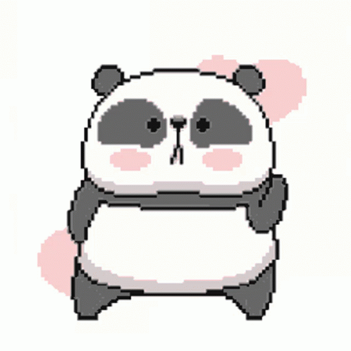 A Pixel Art Of A Panda Holding A Pink Heart GIF