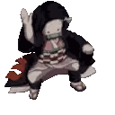 A Pixel Art Of A Person Dancing With Their Arms In The Air . Sticker