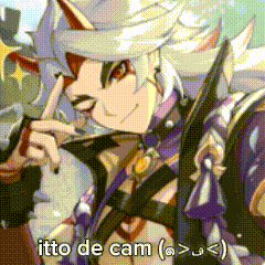 A Pixel Art Of A Person Holding A Microphone With The Words `` Itto De Cam '' Written Below It . GIF