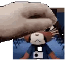 A Pixel Art Of A Person Holding A Stuffed Animal With A Camera On It . Sticker