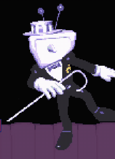 A Pixel Art Of A Person In A Tuxedo Holding A Rope GIF