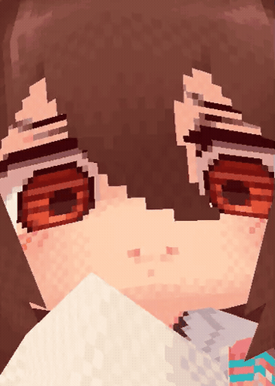 A Pixel Art Of A Person 'S Face With Brown Eyes GIF