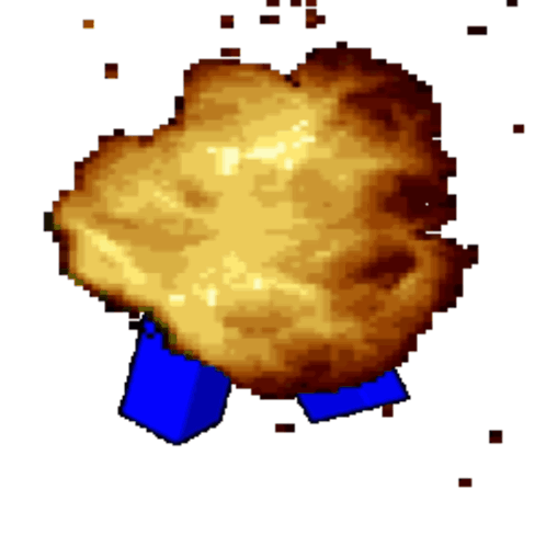 A Pixel Art Of A Person Standing Next To A Huge Explosion GIF