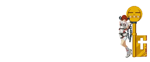 A Pixel Art Of A Person Standing Next To A Key With A Cross On It Sticker