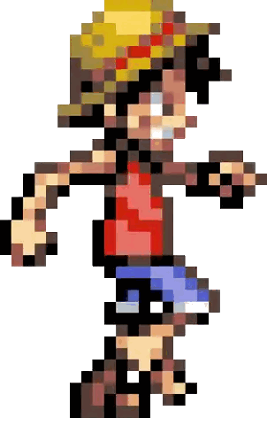 A Pixel Art Of A Person Wearing A Hat And Shorts Sticker