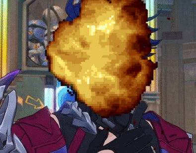 A Pixel Art Of A Person With A Huge Explosion Coming Out Of Their Head GIF