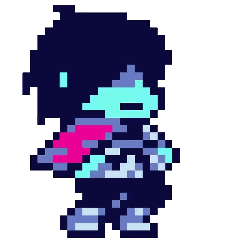 A Pixel Art Of A Person With A Pink Scarf On Their Head . Sticker