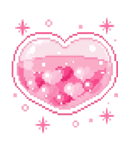 A Pixel Art Of A Pink Heart Filled With Pink Hearts . Sticker