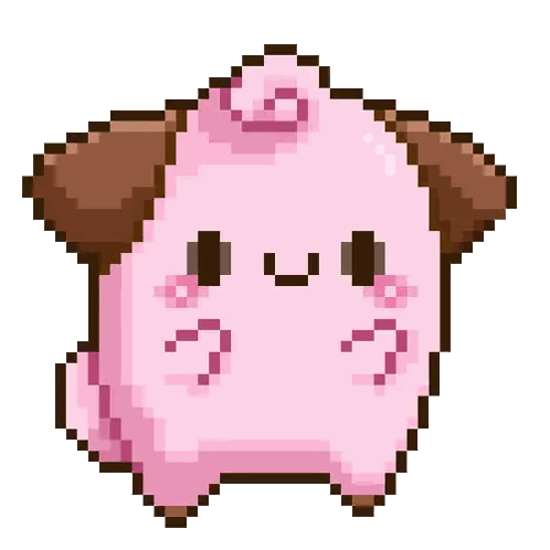 A Pixel Art Of A Pink Pig With A Brown Nose And Ears Sticker