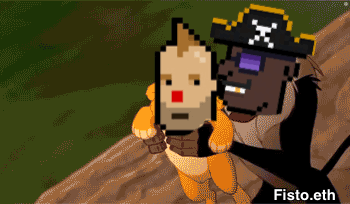 A Pixel Art Of A Pirate And A Cartoon Character With The Url Fist.eth GIF