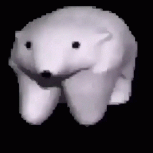 A Pixel Art Of A Polar Bear With Black Eyes Standing On A Black Background . GIF