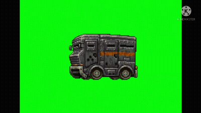 A Pixel Art Of A Prison Truck On A Green Screen . GIF