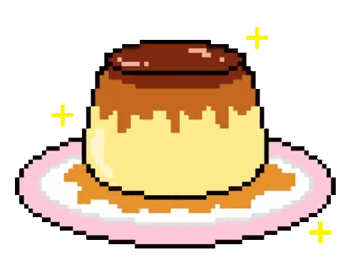 A Pixel Art Of A Pudding On A Pink Plate Sticker