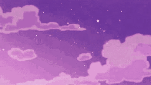 A Pixel Art Of A Purple Cloudy Sky With Stars GIF