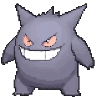 A Pixel Art Of A Purple Monster With Red Eyes And A Big Smile On Its Face . Sticker