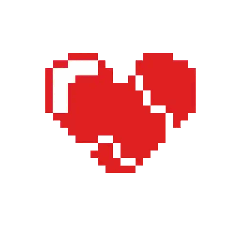 A Pixel Art Of A Red Heart With A White Border Sticker
