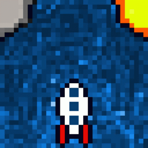 A Pixel Art Of A Rocket With The Number 8 On The Side GIF