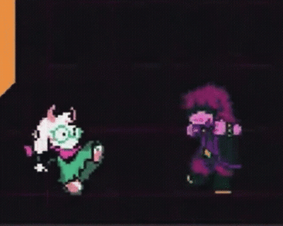 A Pixel Art Of A Sheep And A Purple Sheep Standing Next To Each Other . GIF