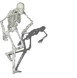 A Pixel Art Of A Skeleton Dancing On A White Background Sticker