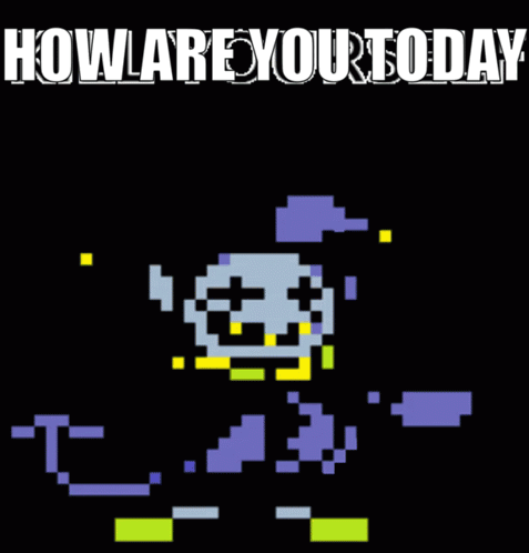 A Pixel Art Of A Skull With The Words How Are Your Today GIF