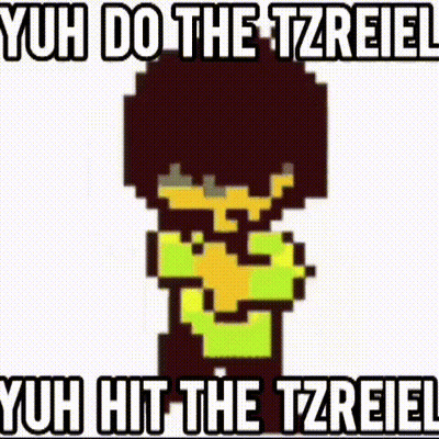 A Pixel Art Of A Skull With The Words `` Yuh Do The Tzriel Yuh Hit The Tzriel '' GIF
