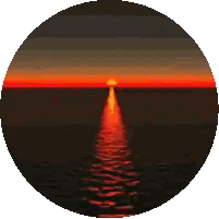 A Pixel Art Of A Sunset Over The Ocean With The Sun Shining Through The Water Sticker