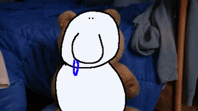 A Pixel Art Of A Teddy Bear With A Blue Collar GIF