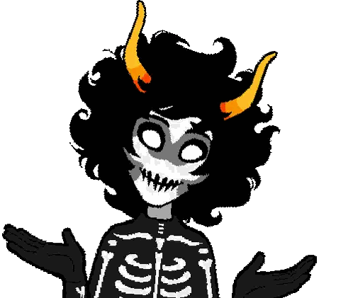 A Pixel Art Of A Troll With Horns And A Skeleton Costume Sticker
