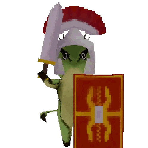 A Pixel Art Of A Turtle Holding A Sword And A Shield Sticker